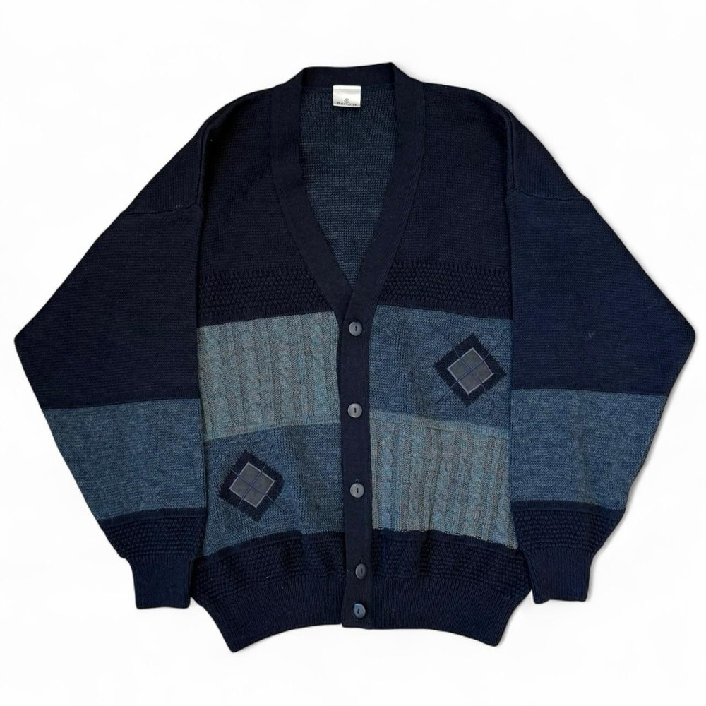 Vintage Burton's Blue Knit Cardigan Men's Size XL Grandpa Preppy Academia 90s